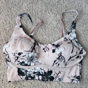 Victoria Secret Sports Bra Medium Impact Pink Floral W Mesh 34C